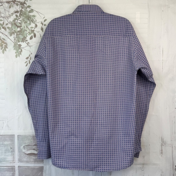 Tallia Mens Purple Mandala Collard Button Up Dress Up Shirt Sz. Medium M 15 1/2 - Picture 11 of 12